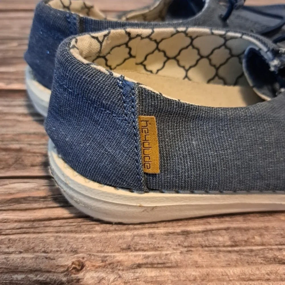 Hey Dude Wendy Youth Sparkling Denim Navy Blue Slip On Loafers Shoes Size Y1-L2
